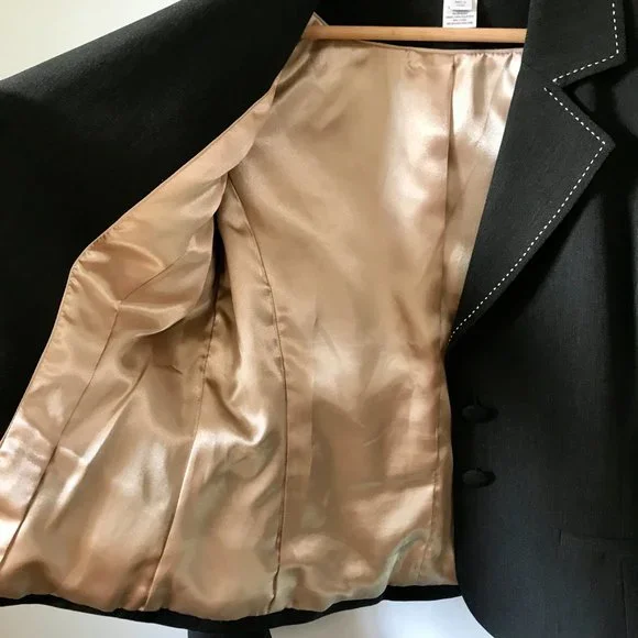 WHBM Grey Blazer Suit Jacket White Stitching, Size 8 - Picture 5 of 16